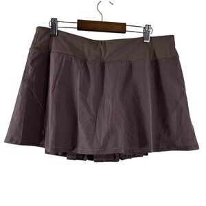 CRZ‎ Yoga Women's Skort Brown Back Pleater Pockets Golf Tennis Mini Skirt Size L